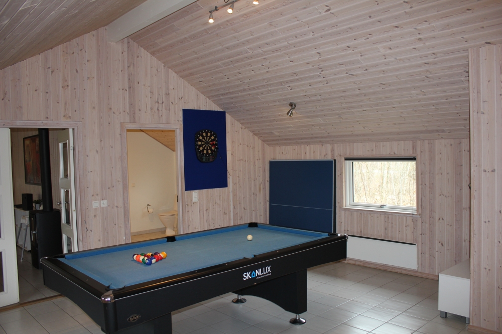 I det här huset finns det ingen risk att ha tråkigt. Här kan aktiva gäster underhålla sig i timvis med att spela bordtennis, biljard, fotballspel eller dart