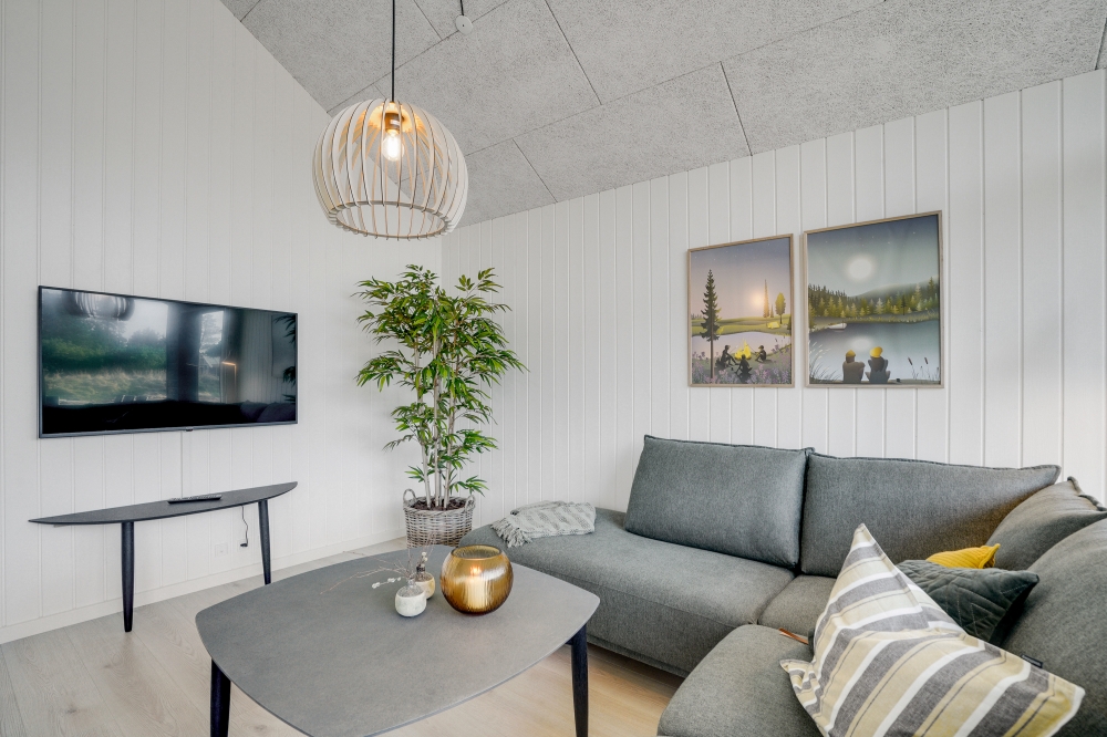 Vardagsrummet i lyxstuga nr 540.