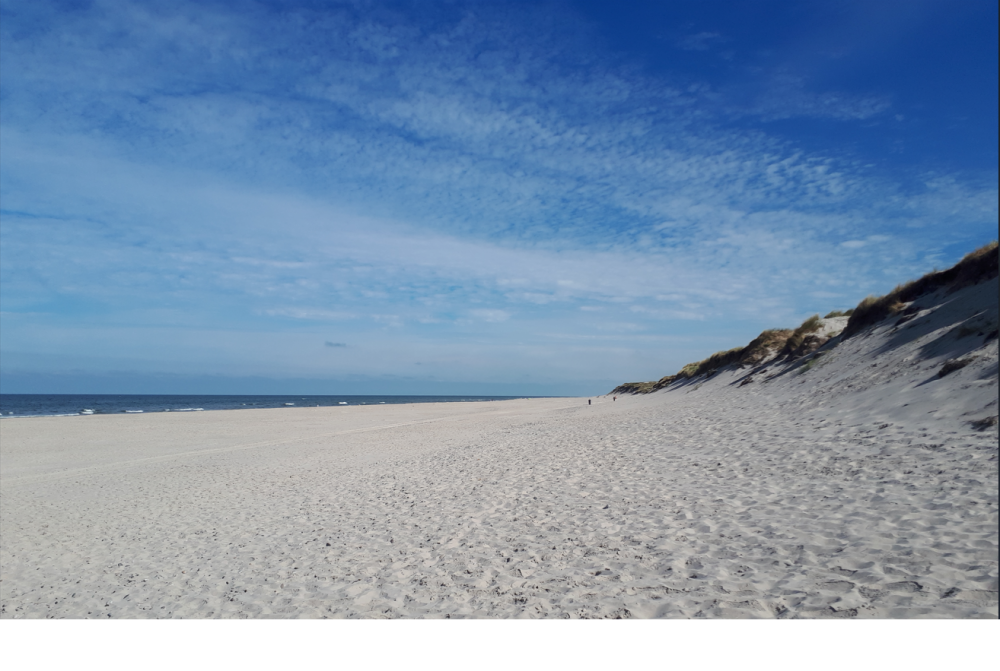 Den vackra stranden i närheten av lyxhus 585 vid Vestjylland.