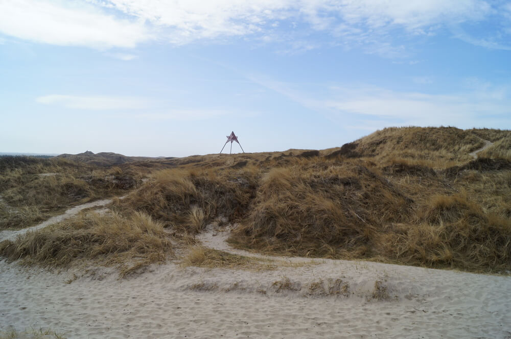 Stranden i närheten av lyxhus 146 i Vestjylland bjuder in till en promenad.