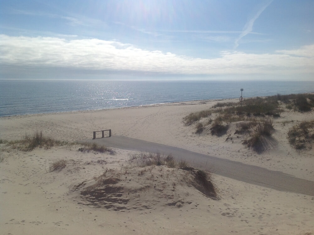Den vackra stranden i närheten av lyxhus 207 vid Lolland/Falster/Møn.